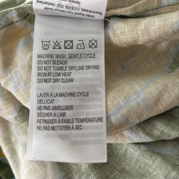 FARM RIO Foliage Sketch Green LongSleeve Linen MiniDress Tropical Lace-Up XL NWT - Picture 15 of 16